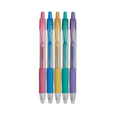 Pilot G2 Metallics Gel Pen, Retractable, Fine 0.7 mm, Assorted Ink and Barrel Colors, 5PK 34404